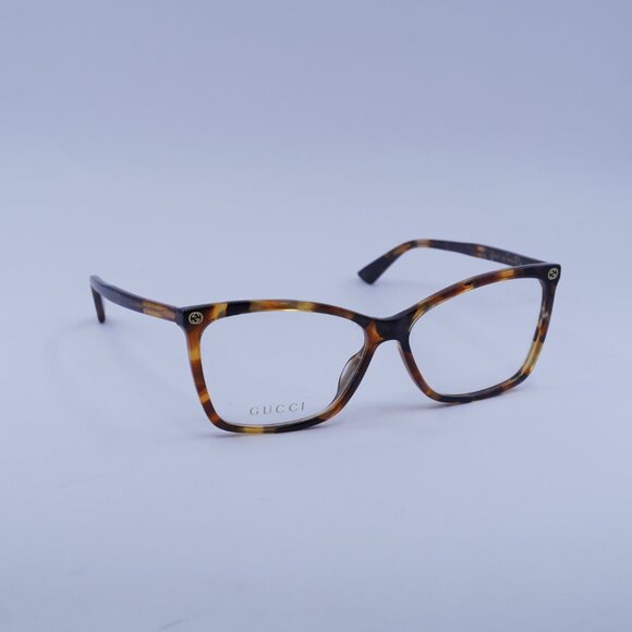 Gucci GG0025O 016 Eyeglasses Havana 58mm Cat Eye Frame - Picture 4 of 10